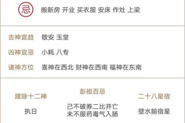 今日黄历，宜忌福凶
